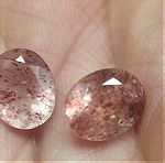  Πωλειτε απο συλλεκτη ορυκτων πολυτιμων λιθων μοναδικο σπανιο ζευγαρι red dot andesin sunstone 4,96 ct