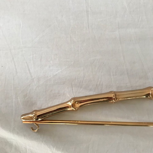 Set of 3 used antique bamboo-style metal hangers in gold color