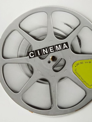 Cinema clothing rotating flyer card used, Thessaloniki 1990s