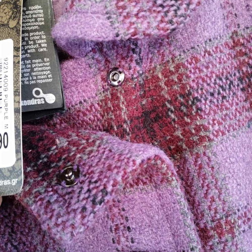 Fullah Sugah checked coat new, size medium, purple-magenta