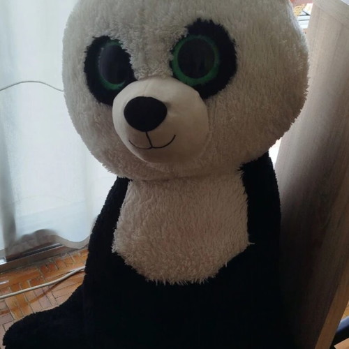 Large plush panda like new with green eyes 100cm