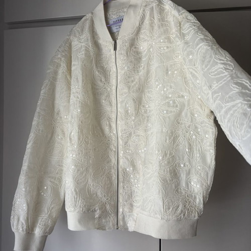 Tiffosi cardigan with embroidery and sequins like new, beige, size S