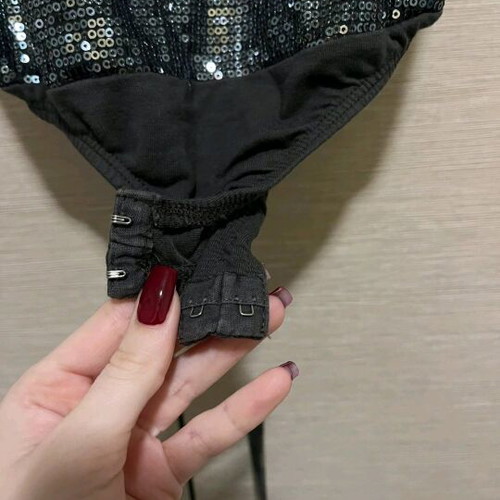 Sequin bodysuit like new, black and silver, size S