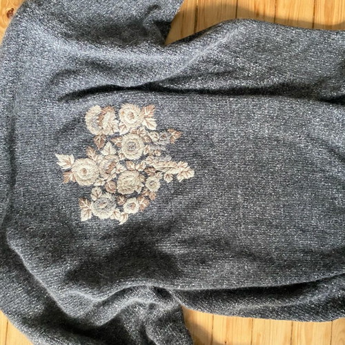 Leone wool cardigan used, gray and beige, size L