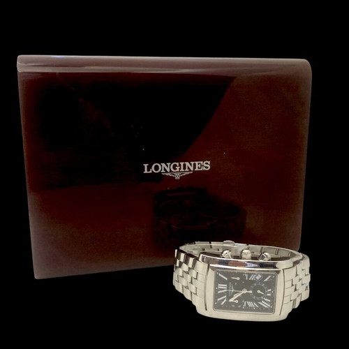 Longines χρονογράφος ανδρικός ατσάλινος σαν καινούργιος, μαύρο και ασημί