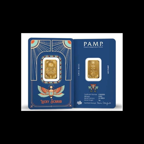 PAMP 5g Gold Bar Good Luck Scarab Gold 999.9 New