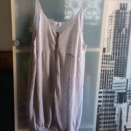 American Vintage top used, beige gray with linen and cotton buttons