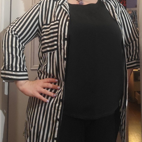 Long striped shirt black and white size L/XL like new