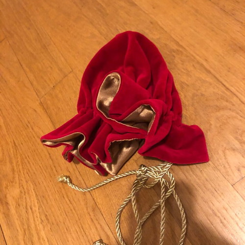 Velvet red pouch with gold cord like new