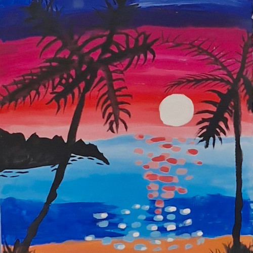 Sunset with Palms painting new, exotic colors