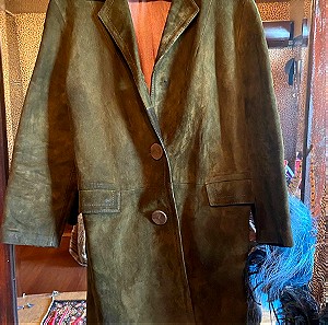 Σουέντ boho teddy πράσινο παλτό, medium