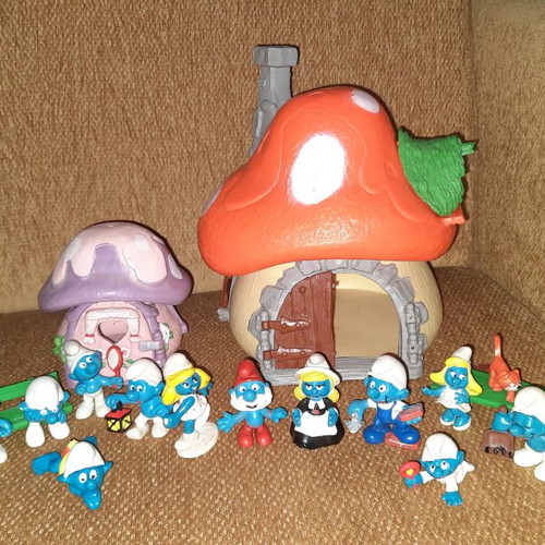 Smurfs Village vintage collectible figures used