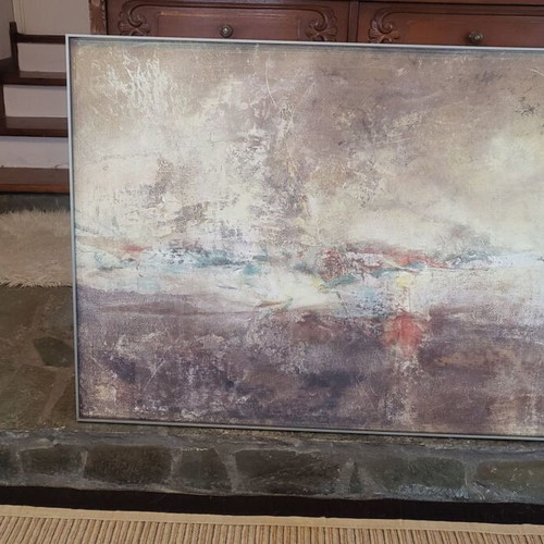 Modern painting like new, abstract art with metal frame