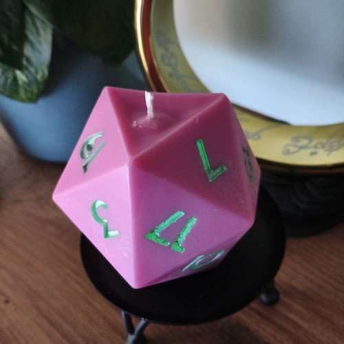 D20 Candle glow in the dark, made with 100% olive oil wax