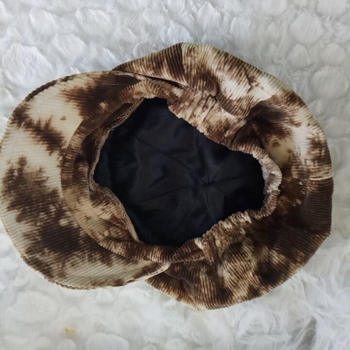 Κοτλέ καπέλο τζόκεϊ καινούργιο, καφέ/μπεζ tie-dye