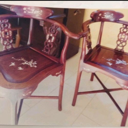 Japanese antique chairs like new, set of 2, cherry wood 1950