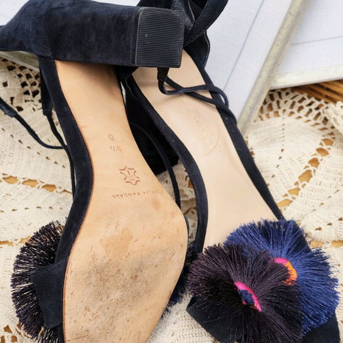 Loeffler Randall Virginia Ankle Tie Sandals black suede like new