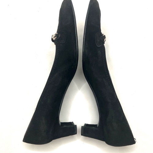 Stuart Weitzman black suede mid heels used