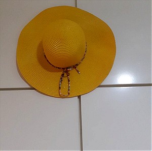 Καλοκαιρινό ψάθινο καπέλο(κίτρινο)