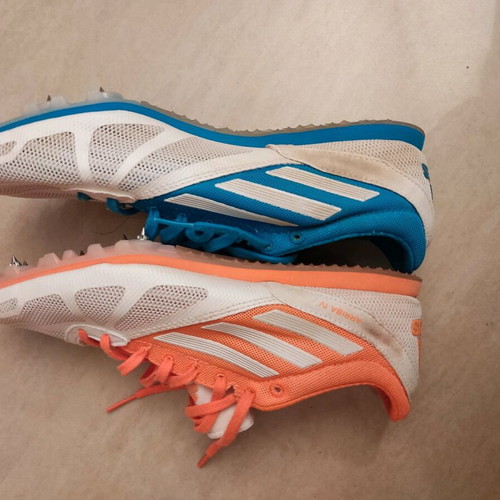 Adidas track spikes like new, white-blue & white-orange, size 39