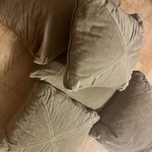Velvet sofa pillows, new, set of 5 with washable covers
