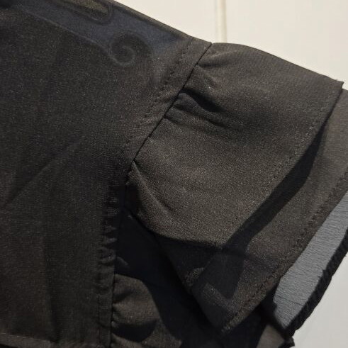 Terranova black blouse with sheer and ruffles