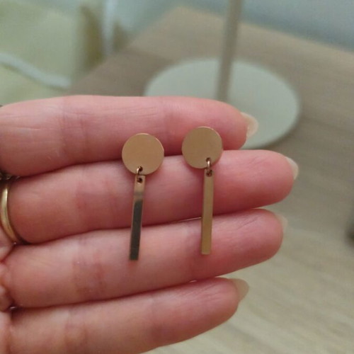 Silver dangling earrings with rose gold tone