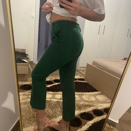Zara crop pants green like new, size S