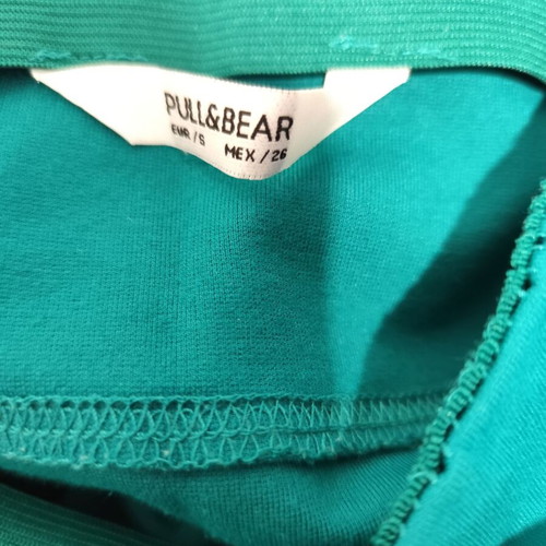 Short skirt used from viscose Pull & Bear blue and green size S