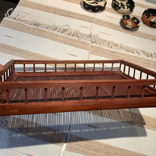 Handmade wooden serving tray new, rectangular, warm rust color