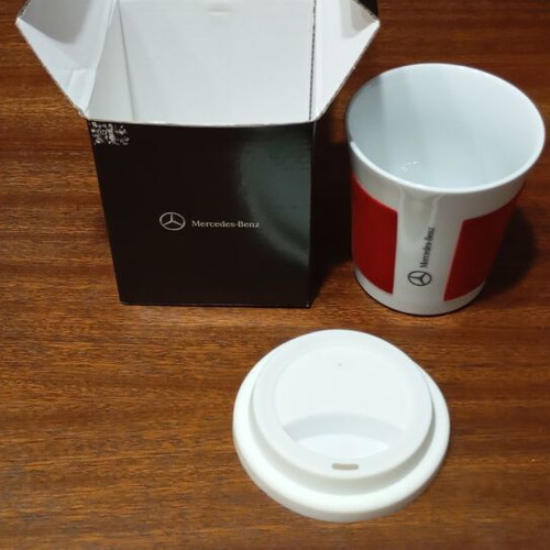 Porcelain Mercedes-Benz cup new with rubber lid 0.3L
