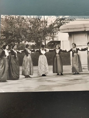 Black and white postcard "Ellinopoules dancing"