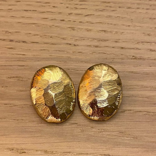 Vintage gold-plated oval earrings 80’s with clip like new