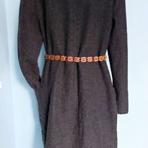Wool coat used with wrap and fringes Cristian Berg gray unisize
