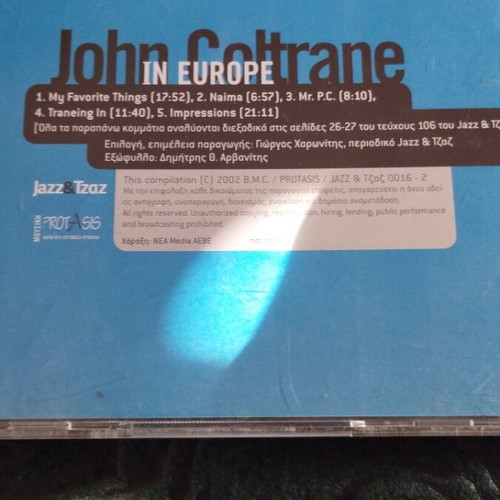 John Coltrane In Europe CD album like new, jazz