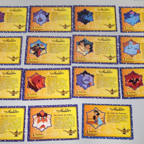 Aladdin Disney Panini cards used, set of 22 foreign language
