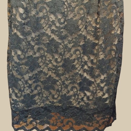 Black lace midi dress used, size XL, nude lining, knee-length