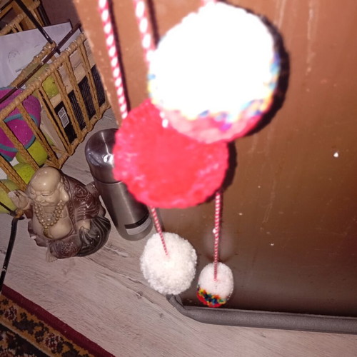 Martenichka for hanging used, traditional style with large pompoms