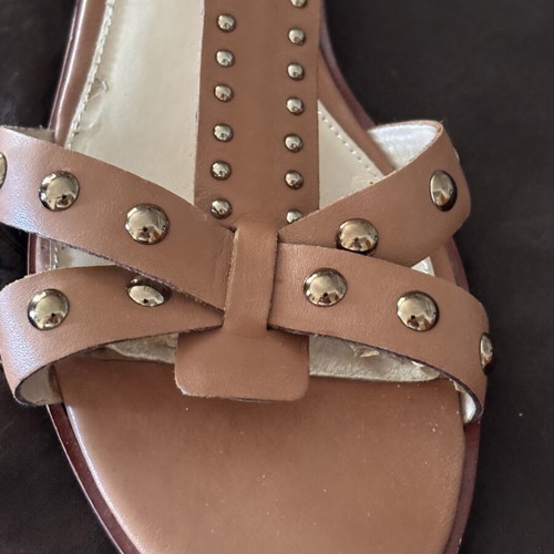 Vince Camuto leather flat sandals used, size 38, brown with studs