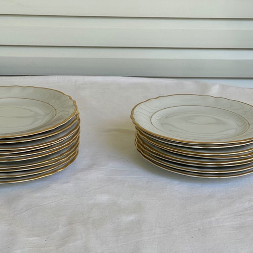 Gebruder Benedikt set of 18 used dessert plates porcelain antique