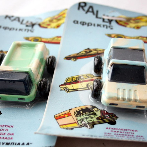 Vintage Grecostyl Rally Africa toy cars sealed, pack of 2