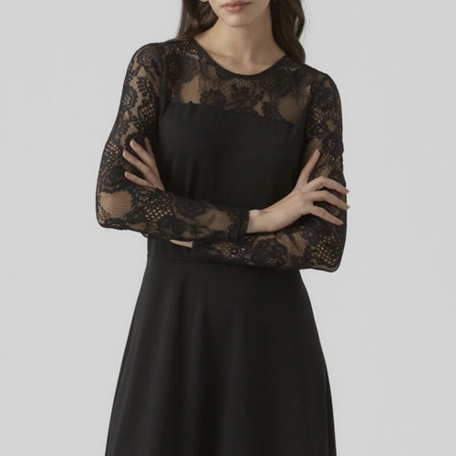 Vero Moda dress black with elastic lace, new, size S