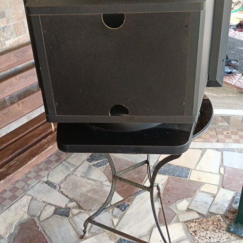 TV stand used, heavy with glass shelves