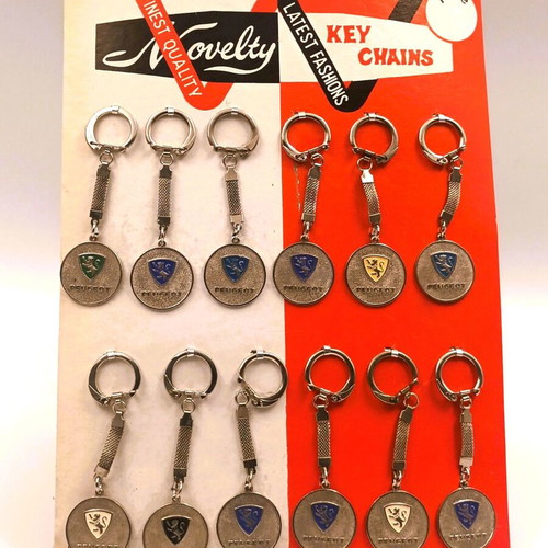 Vintage Peugeot Keychain Set NOS 12 Pieces
