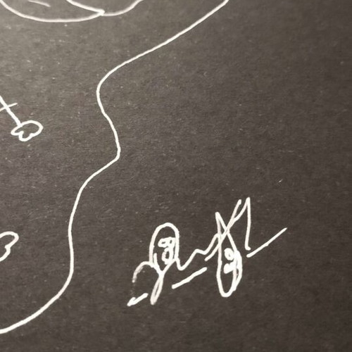 Handmade A4 Golem Baby Art Print White Line on Black Cardboard New