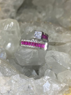 Silver Ring with Natural Ruby and Topaz new