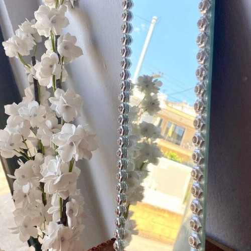 Decorative square mirror with rhinestones, like new