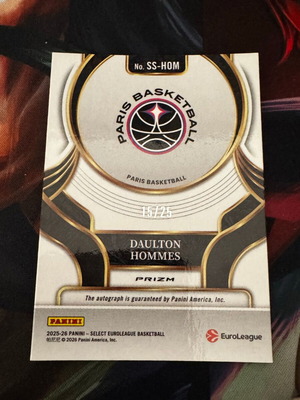 2025-26 Panini Select Euroleague Signature Selections Daulton Hommes Pink Cracked Ice Auto /25