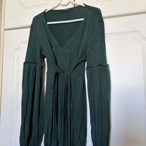 Green blouse with front tie used, Rouge Paris, small size