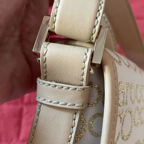 Rocco Barocco crossbody bag beige with gold logo, like new
